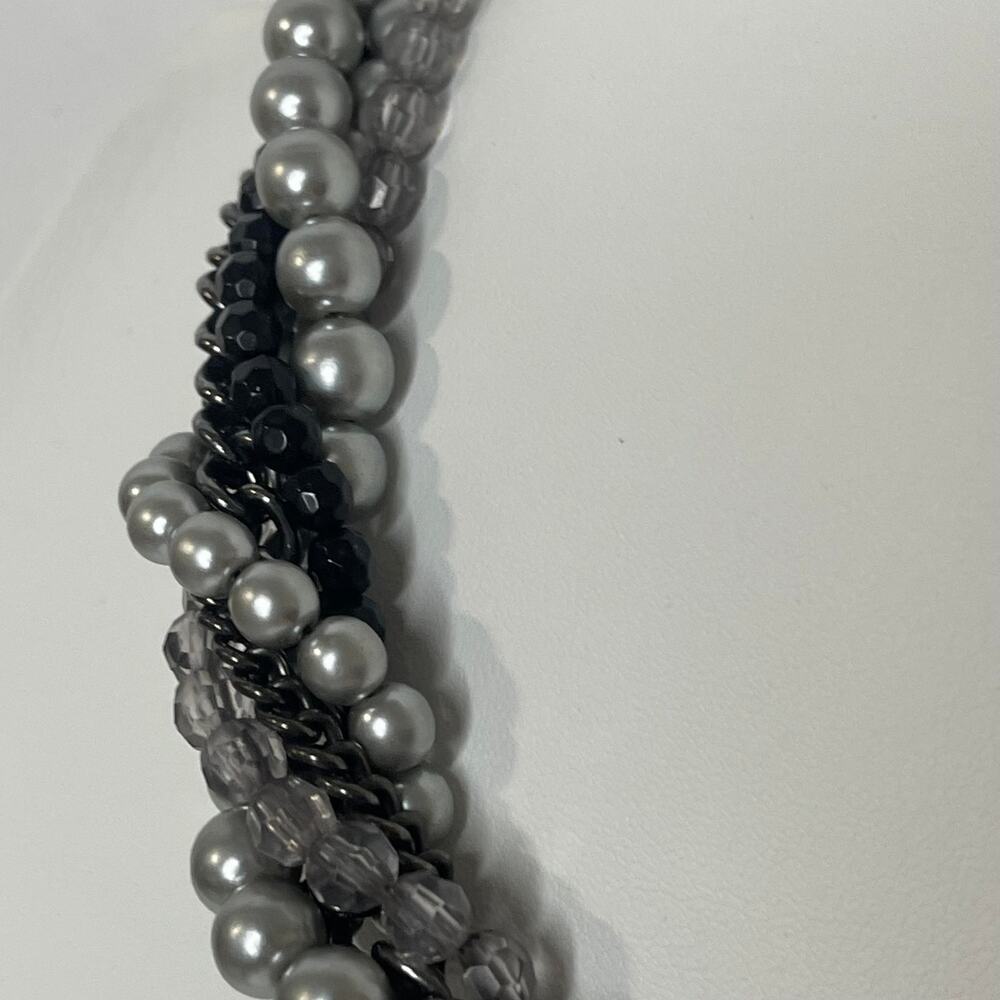 Premier Design necklace costume jewelry Gray faux pearl wrapped statement classy - Picture 8 of 10